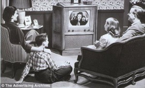 1940s family watching tv